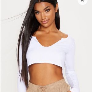 White Ribbed Crop Top